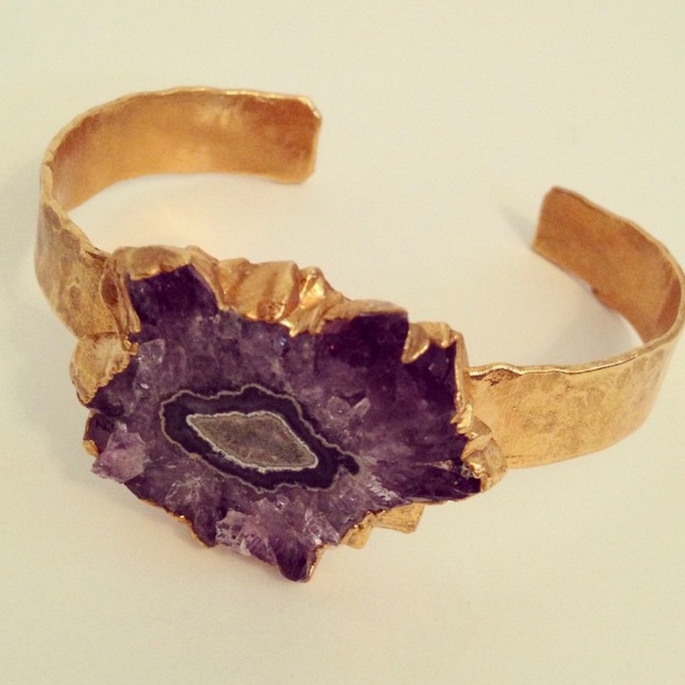 Geode amethyst bracelet cuff